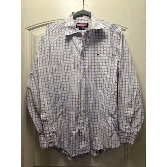 Vineyard Vines Men’s Whale Button Down Collared Lightweight Shirt Sz M Blue Pink - Picture 1 of 4